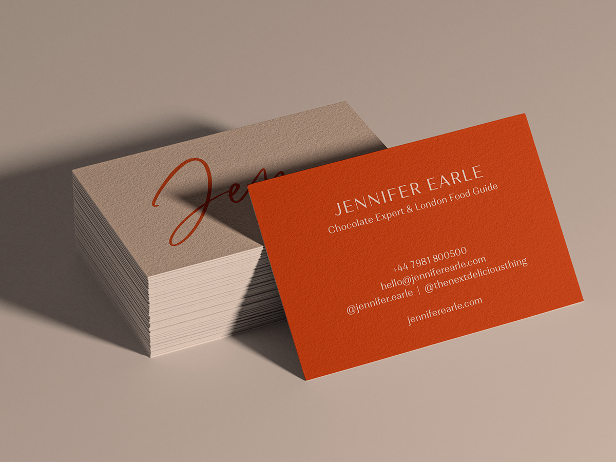 Brand identity for Jennifer Earle, International Chocolate Expert & London Food Guide Brand identity design for Jennifer Earle, International Chocolate Expert & London Food Guide