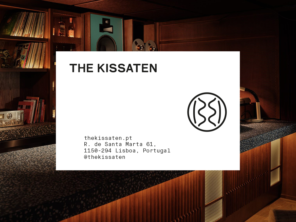 The Kissaten - Bar, Locke de Santa Joana, Lisbon. Photography: @charliemckay. Logo design for The Kissaten - Bar, Locke de Santa Joana, Lisbon. Photography: @charliemckay. Business card design.