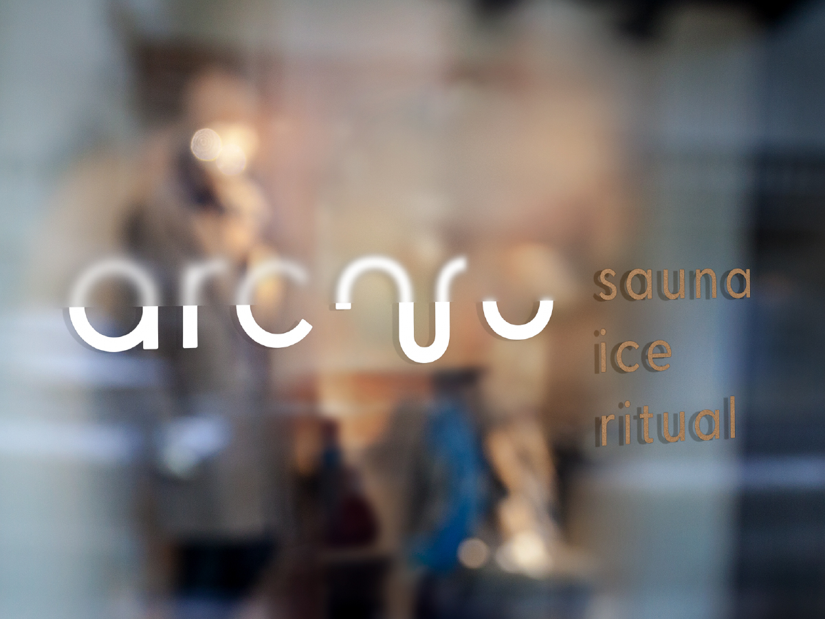 Brand identity design development for Arc Community - a hybrid social & wellness venue. Brand identity design development for Arc Community, communal contrast therapy club. Signage design.