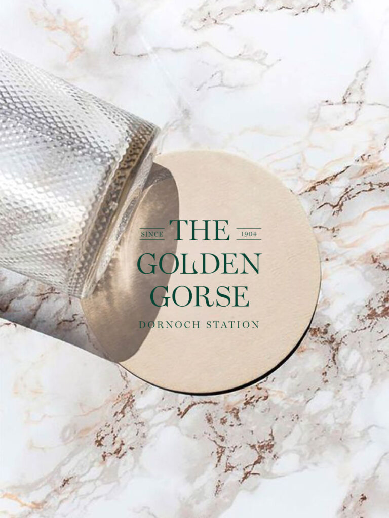 The Golden Gorse Restaurant, Dornoch Station – Marine and Lawn Hotels and Resorts. Brand identity design. Logo design.