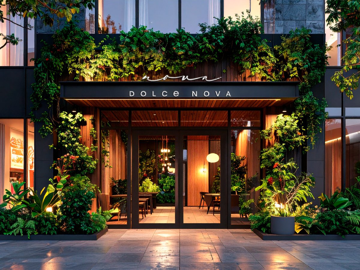 Brand identity design for Dolce Nova, Wyndham Hotels and Resorts Logo and hotel signage design for Dolce Nova