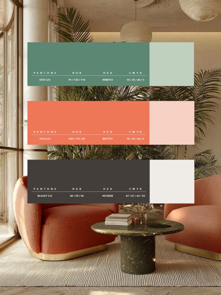 Brand identity design for Dolce Nova, Wyndham Hotels and Resorts. Interior: LXA London. Colour palette design for Dolce Nova.
