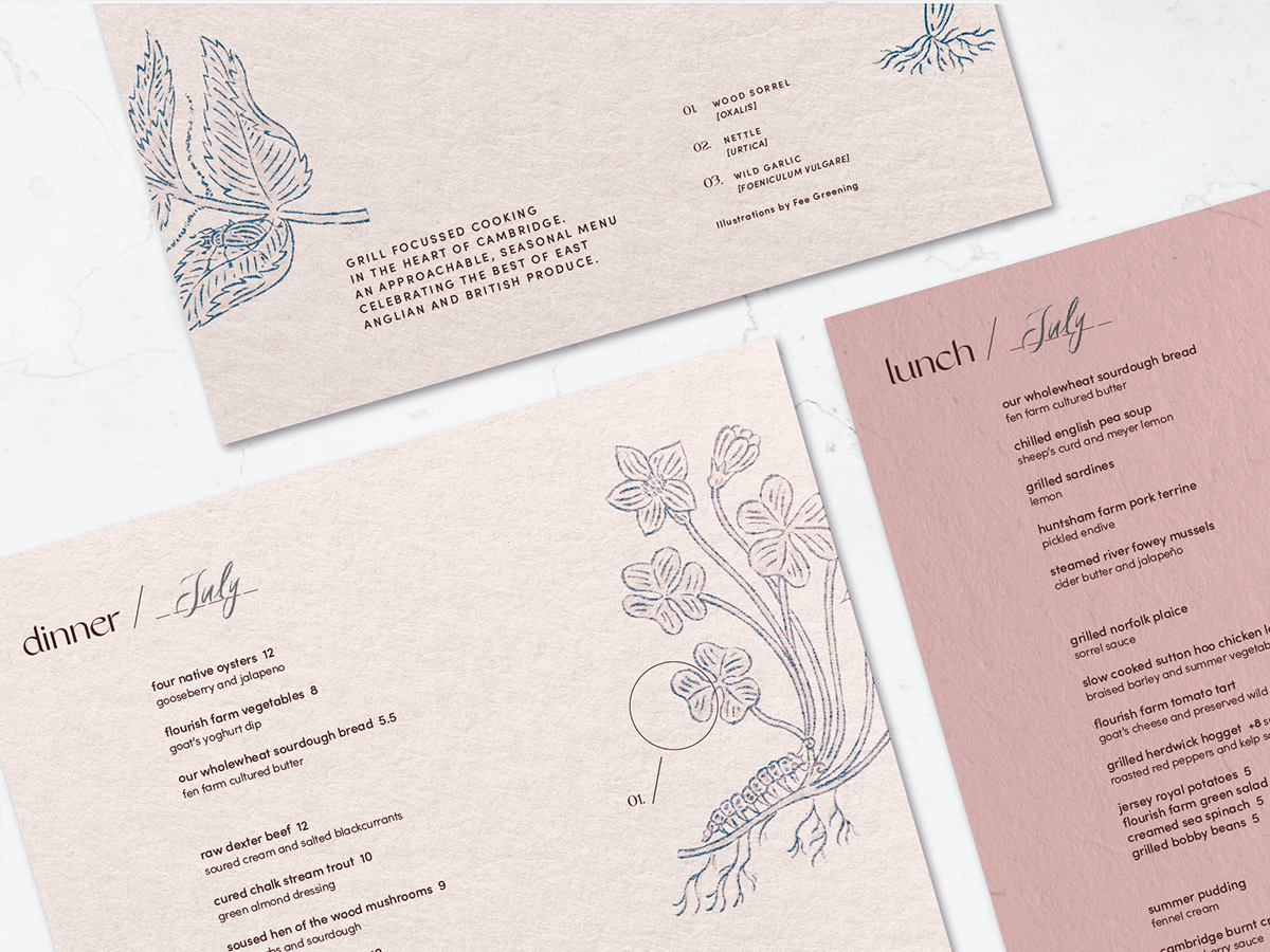 Garden House Restaurant and Bar – Graduate Hotels, Cambridge Menu design for Garden House Restaurant and Bar – Graduate Hotels, Cambridge – Menu design